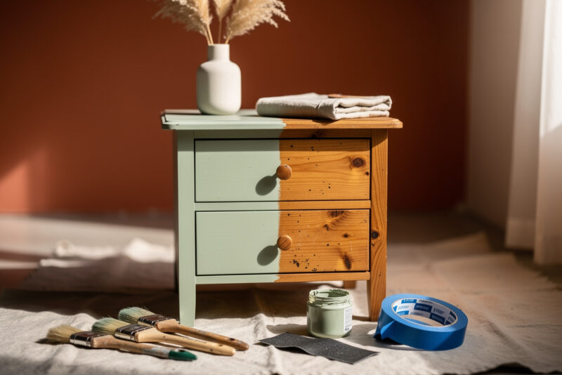 Comment relooker une vieille table de chevet en pin vernis