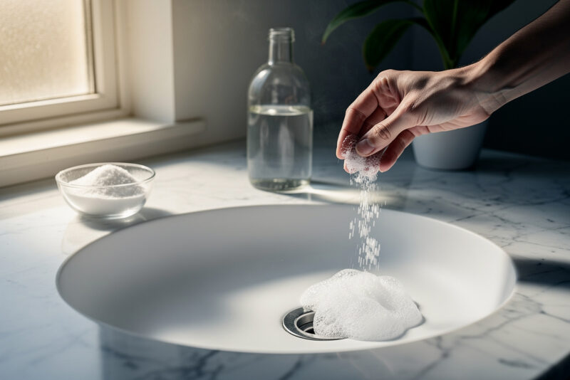Odeur de canalisation de salle de bain : dose vinaigre-bicarbonate