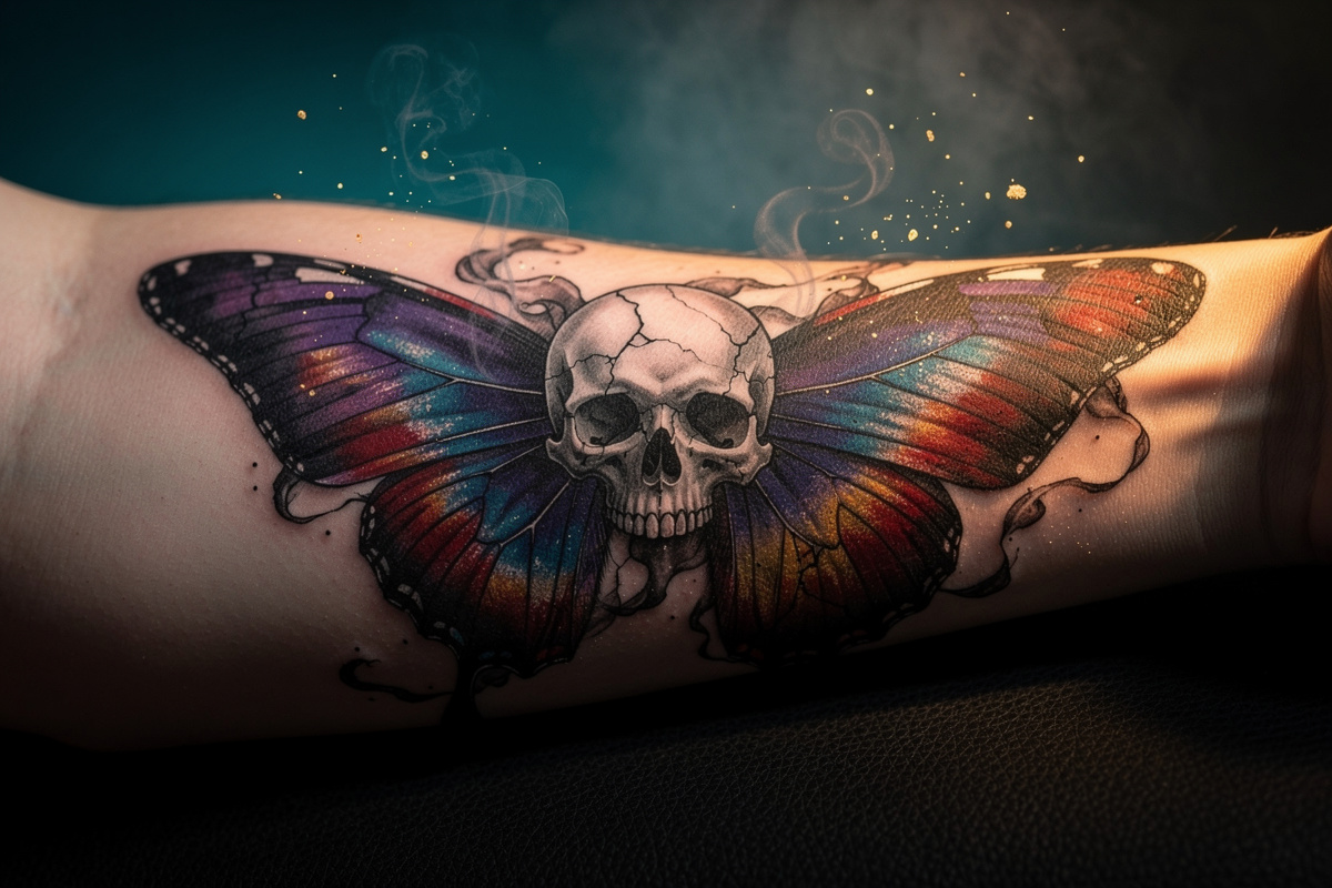 Tatouage papillon tête de mort : signification et conseils